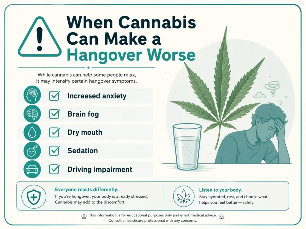 when cannabis can make a hangover worse infographic