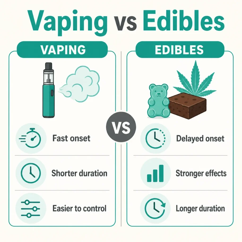 vaping vs edibles duration comparison infographic