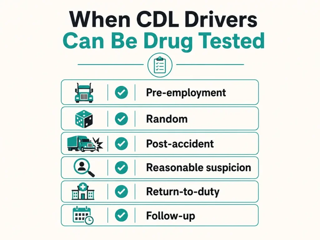 dot drug testing situations for truck drivers infographic