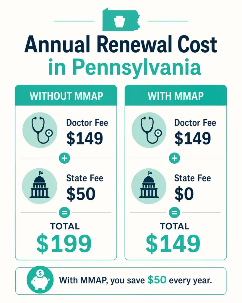 pa medical marijuana card renewal cost comparison infographic