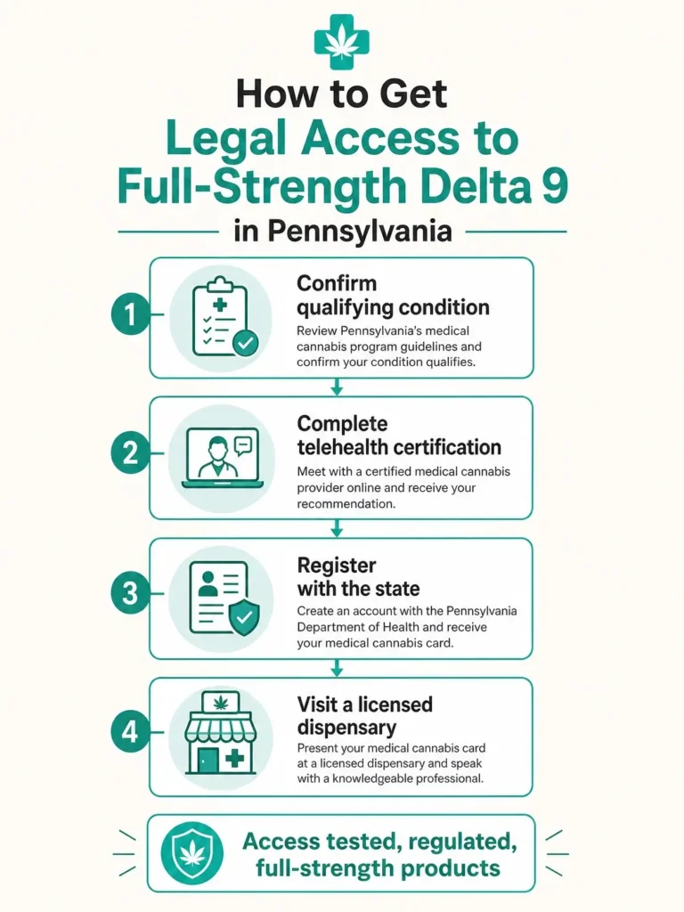 how to get legal access to full strength delta 9 in pennsylvania infographic