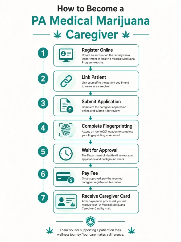 how to become medical marijuana caregiver pa step by step infographic