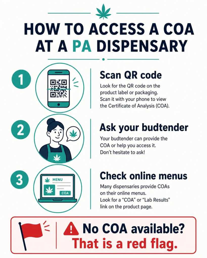 how to access a COA at a PA dispensary infographic