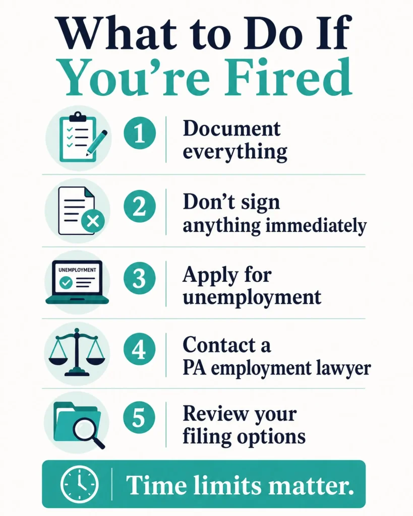 what to do if fired for medical marijuana in Pennsylvania infographic
