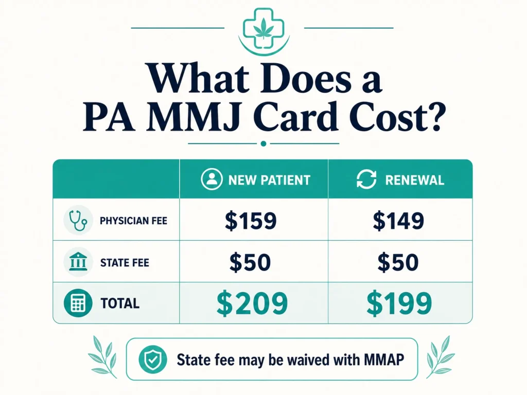PA MMJ card cost breakdown 2026 infographic