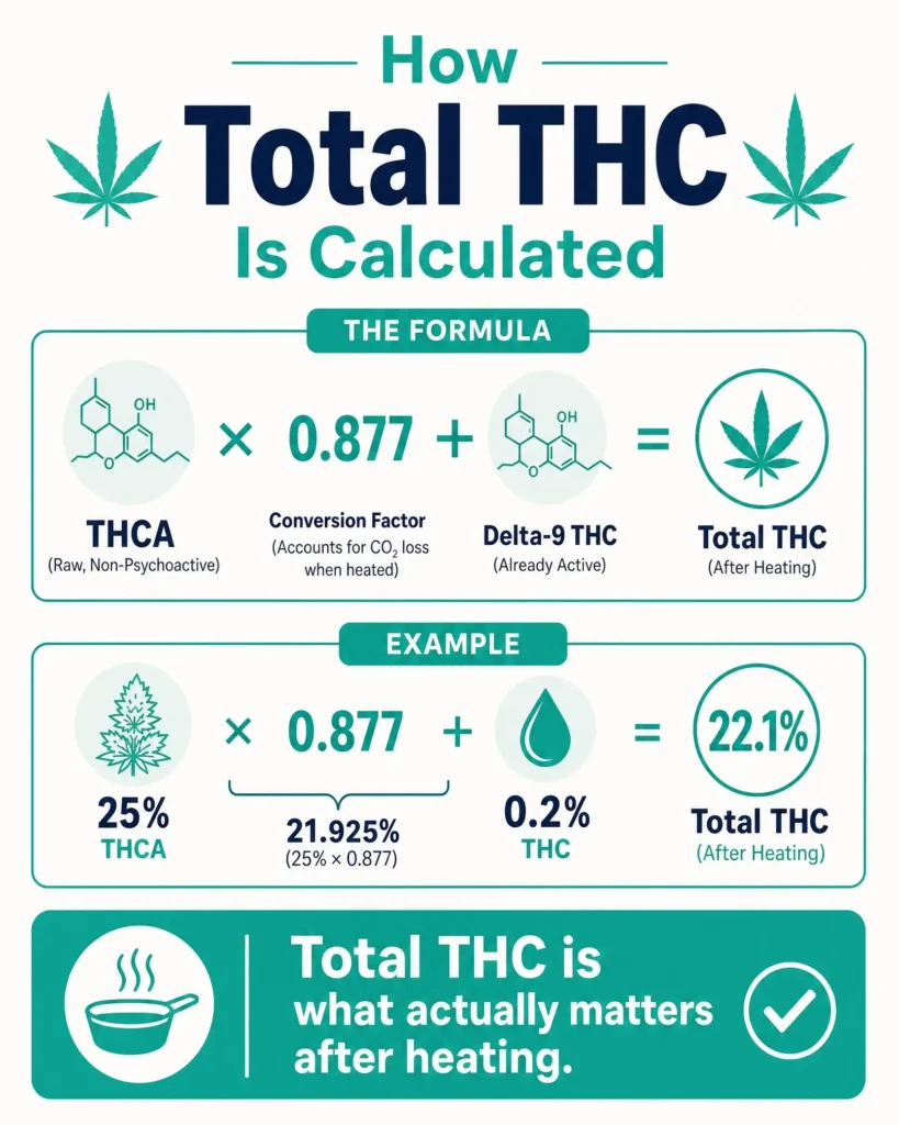 how total THC is calculated from THCA infographic