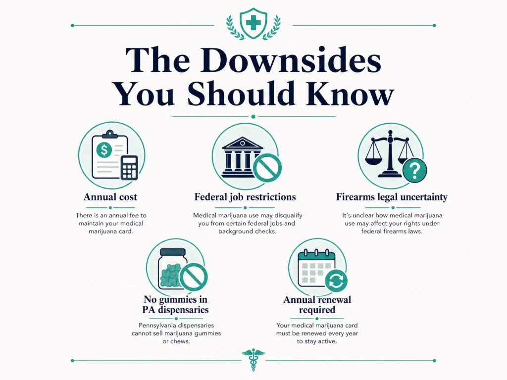 downsides of a PA MMJ card infographic