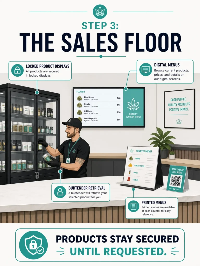 how products are displayed at a Pennsylvania dispensary infographic