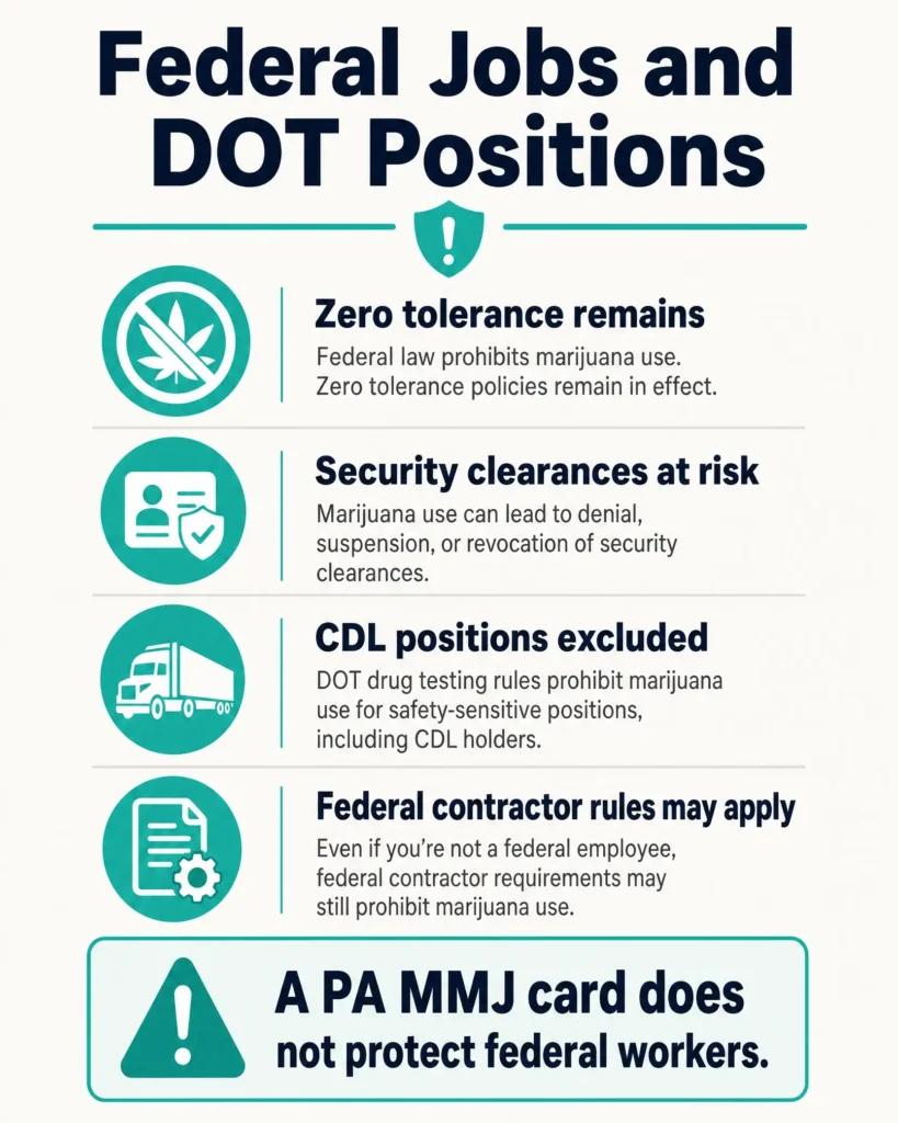 federal jobs and DOT medical marijuana rules infographic
