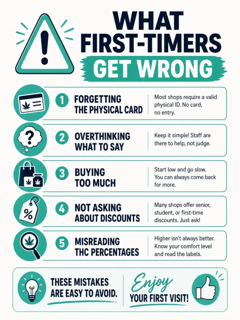 first-time dispensary mistakes infographic