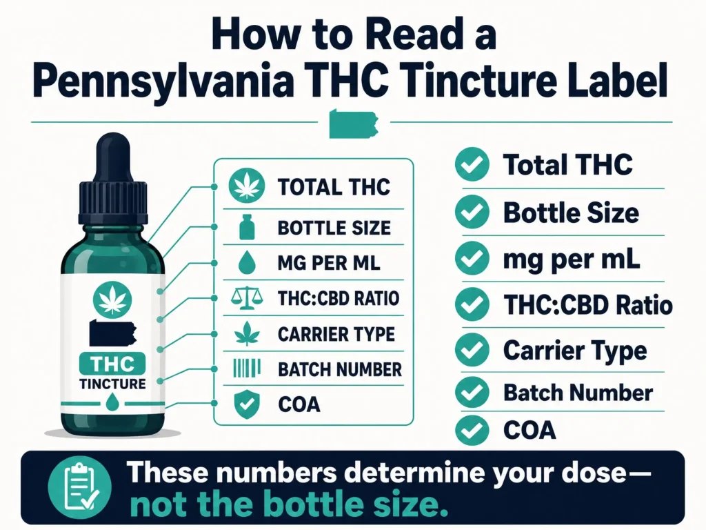 how to read a Pennsylvania THC tincture label infographic