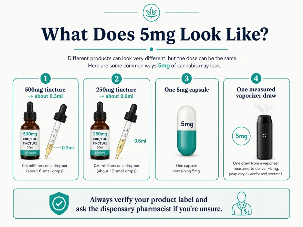 what does a 5mg THC dose look like at a Pennsylvania dispensary infographic
