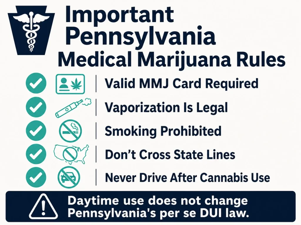 Pennsylvania medical marijuana legal rules for Blue Dream infographic