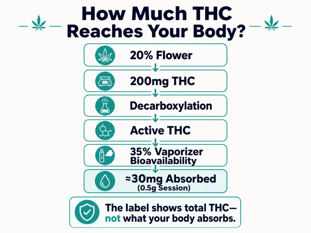 how much THC your body actually absorbs infographic