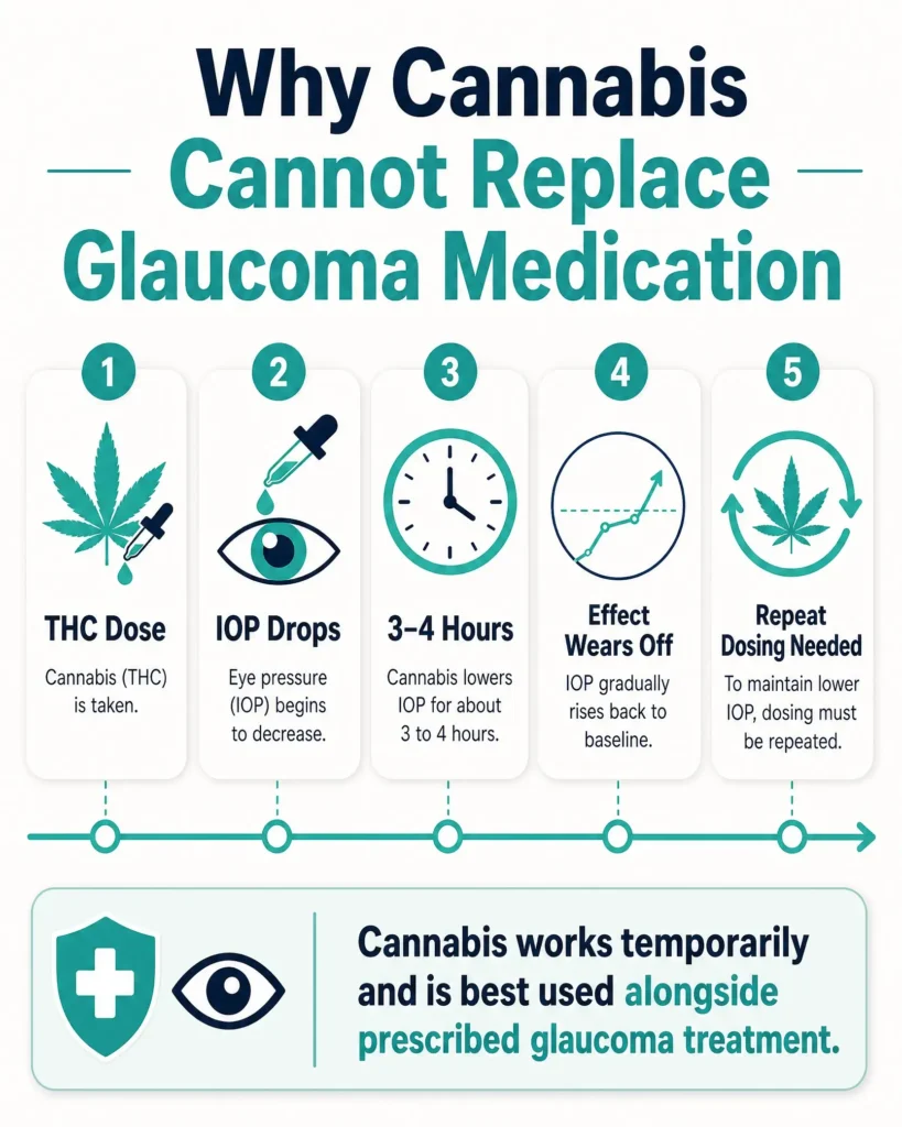 cannabis eye pressure reduction timeline infographic