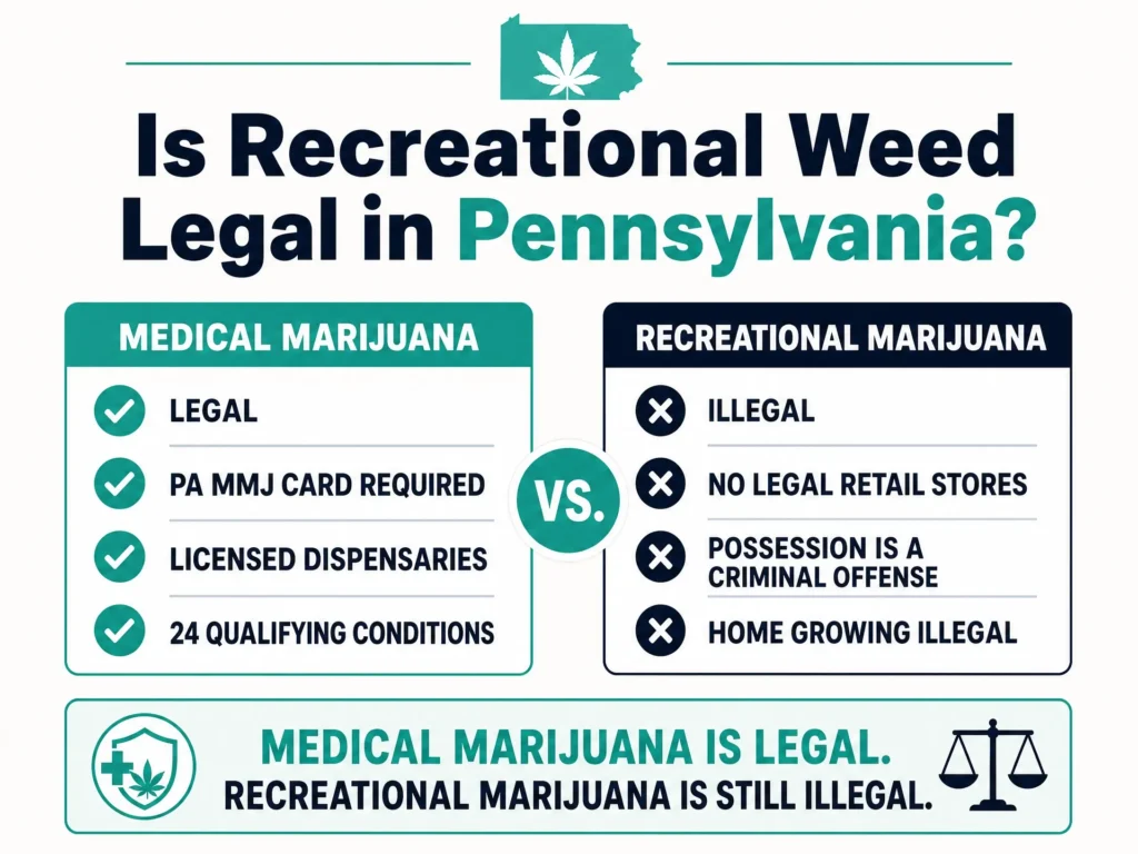 medical marijuana vs recreational marijuana in Pennsylvania infographic