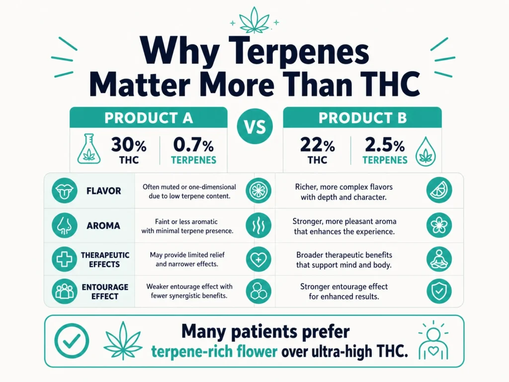 terpenes vs THC percentage infographic
