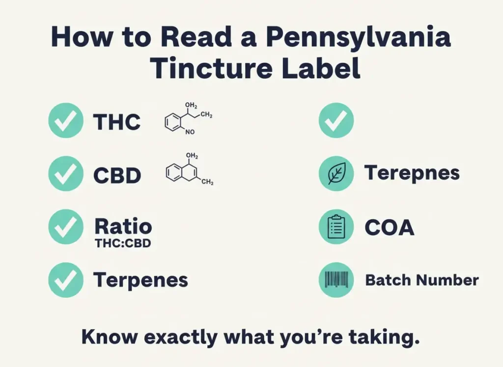 how to read a Pennsylvania tincture label infographic