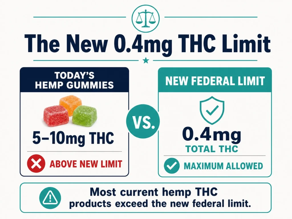 0.4mg THC per container federal limit infographic