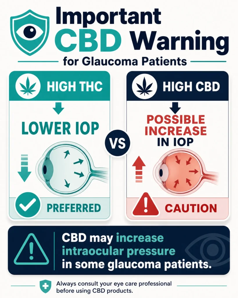 CBD warning for glaucoma patients infographic