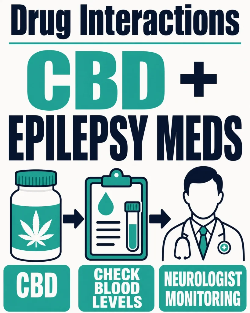 CBD and epilepsy medication interactions infographic