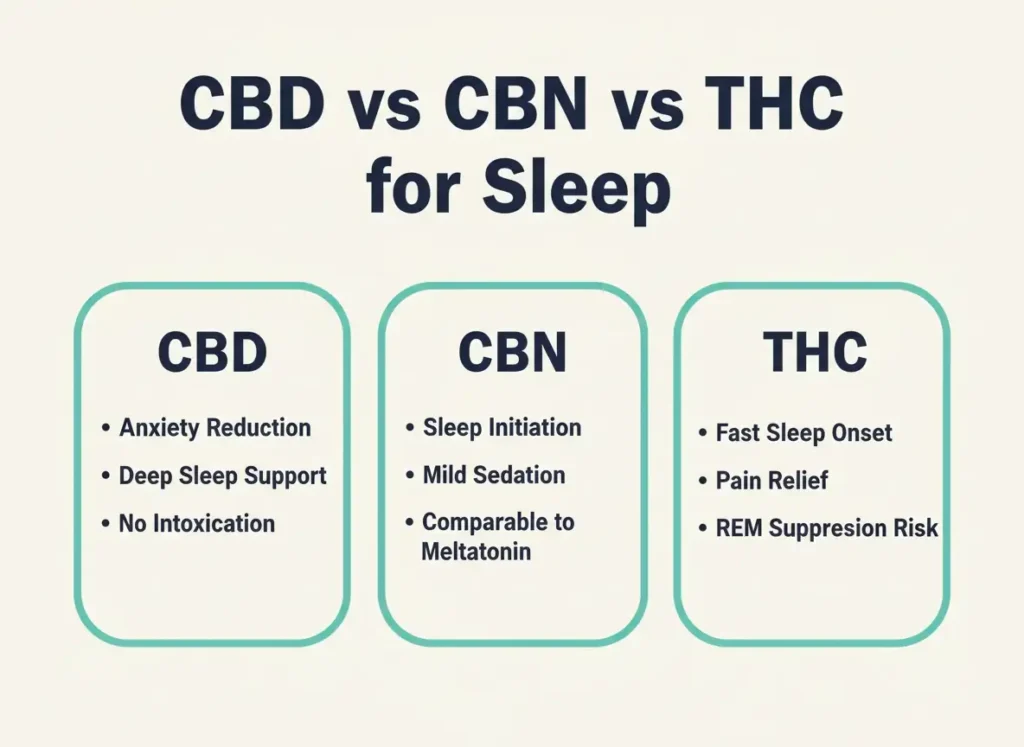 CBD vs CBN vs THC for sleep infographic