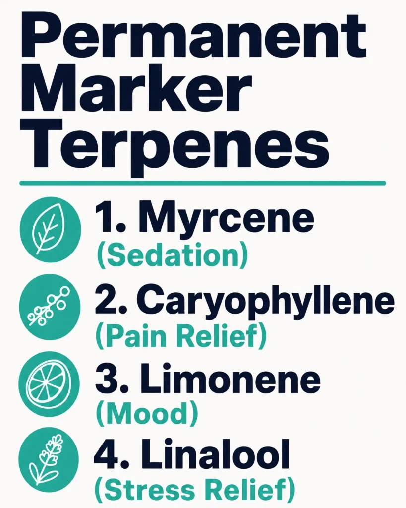 Permanent Marker terpene profile infographic