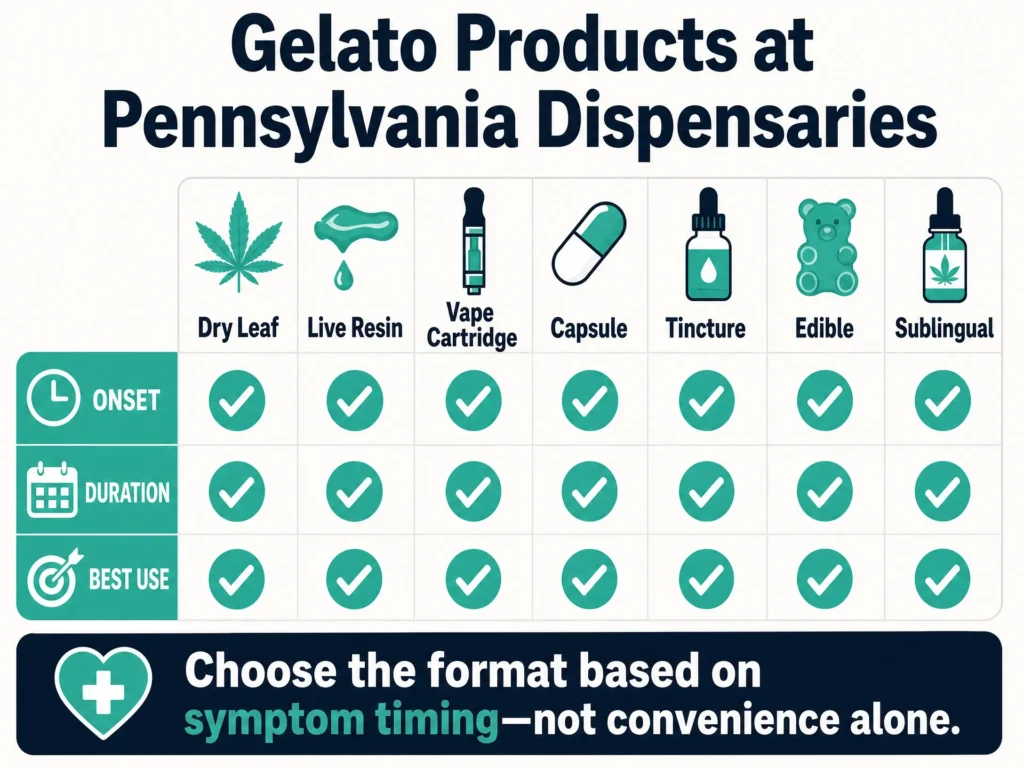 Gelato products at Pennsylvania dispensaries infographic