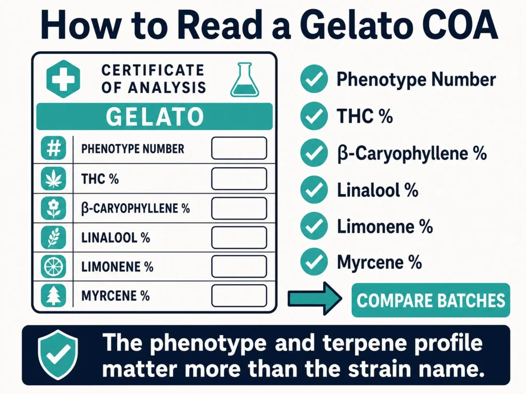 how to read a Gelato certificate of analysis infographic