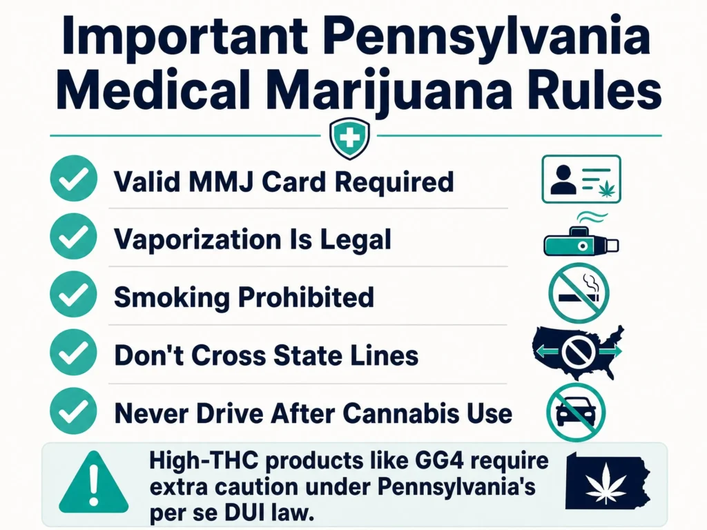 Pennsylvania medical marijuana legal rules for GG4 infographic