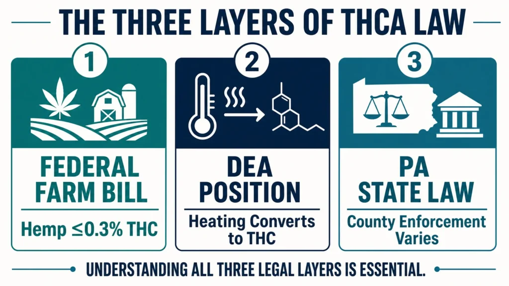 three legal layers of THCA in Pennsylvania infographic