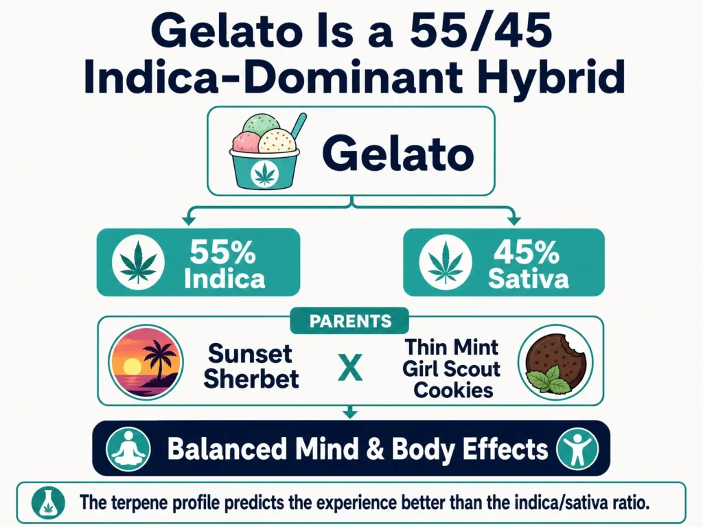 Gelato 55 45 hybrid genetics infographic