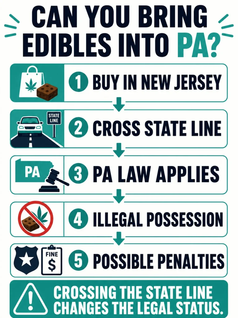 bringing cannabis edibles from New Jersey to Pennsylvania infographic
