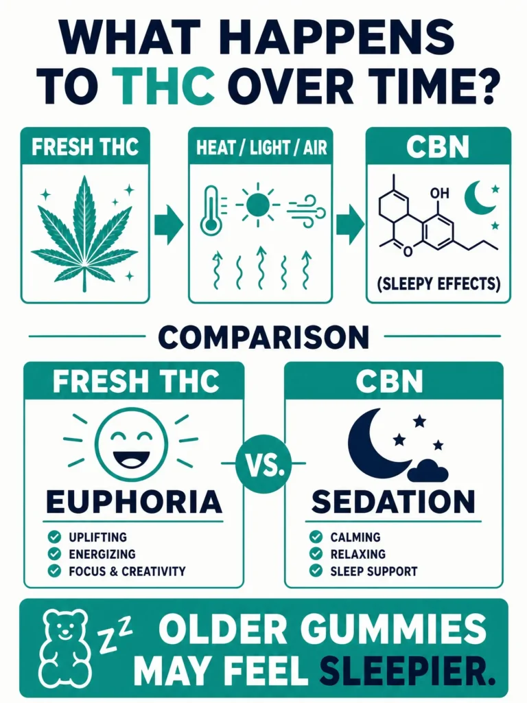 THC degrading into CBN infographic