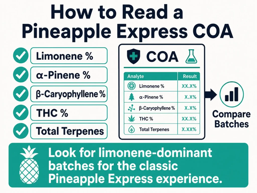 how to read a Pineapple Express certificate of analysis infographic