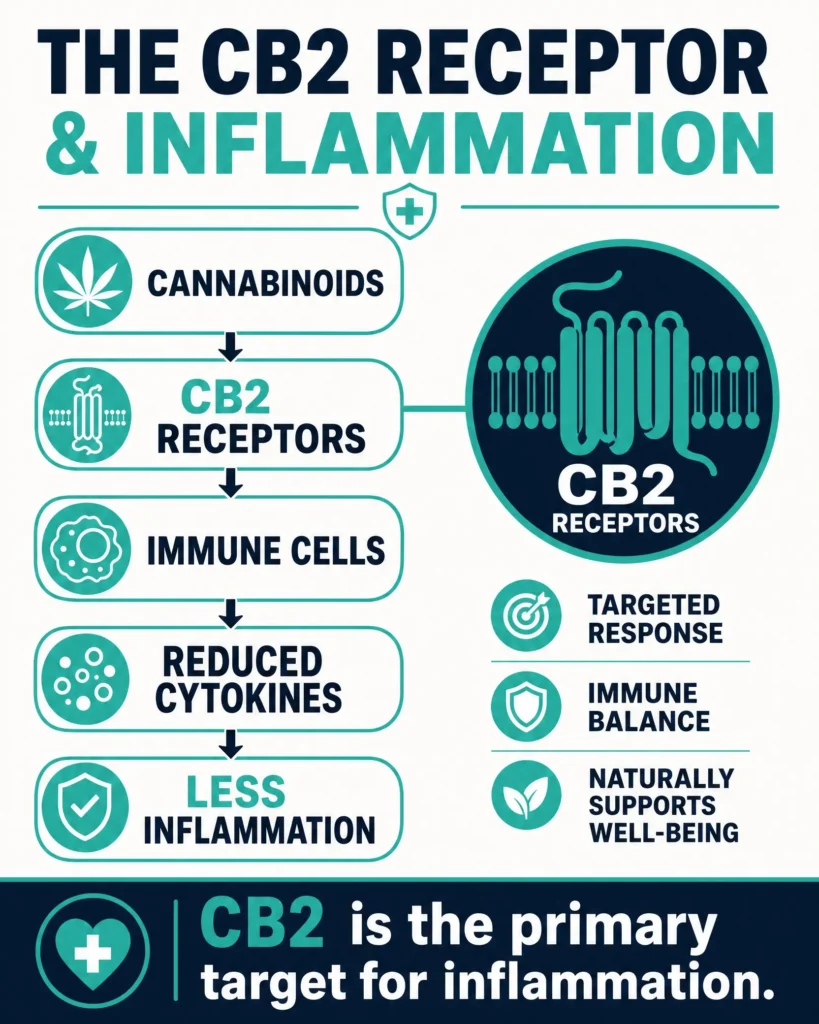CB2 receptor and cannabis inflammation infographic