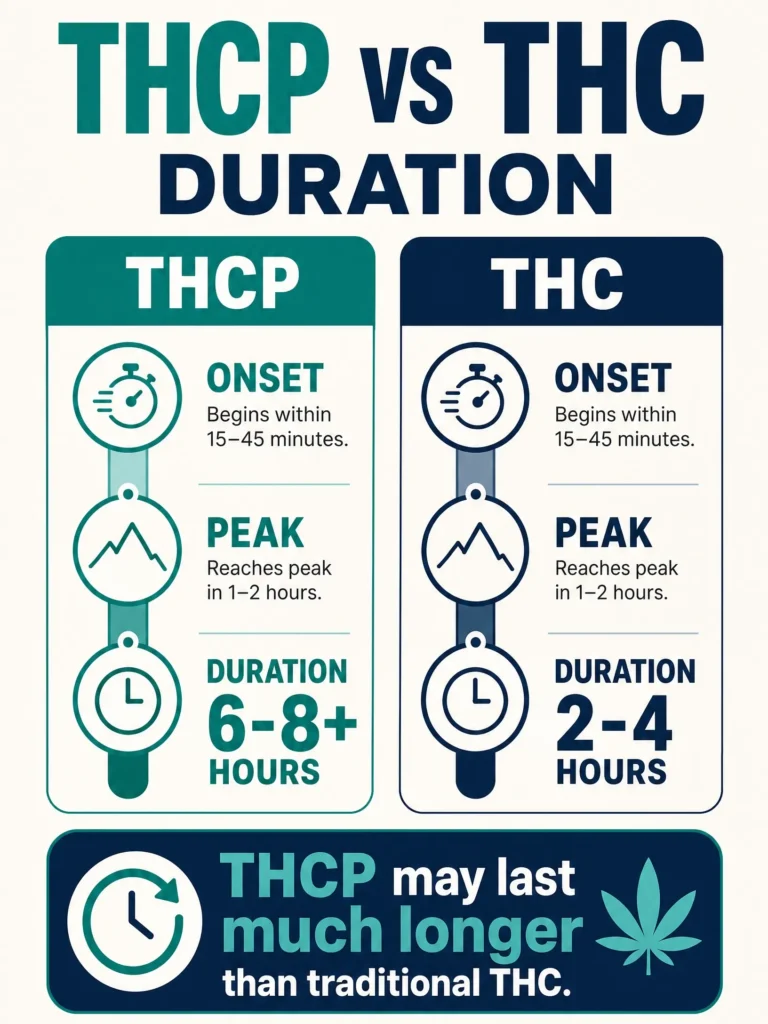 THCP vs THC duration comparison infographic