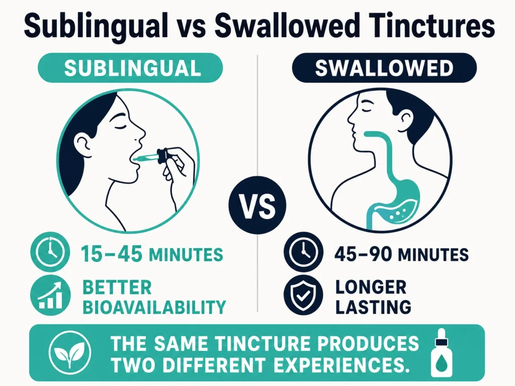 sublingual vs swallowed tincture infographic