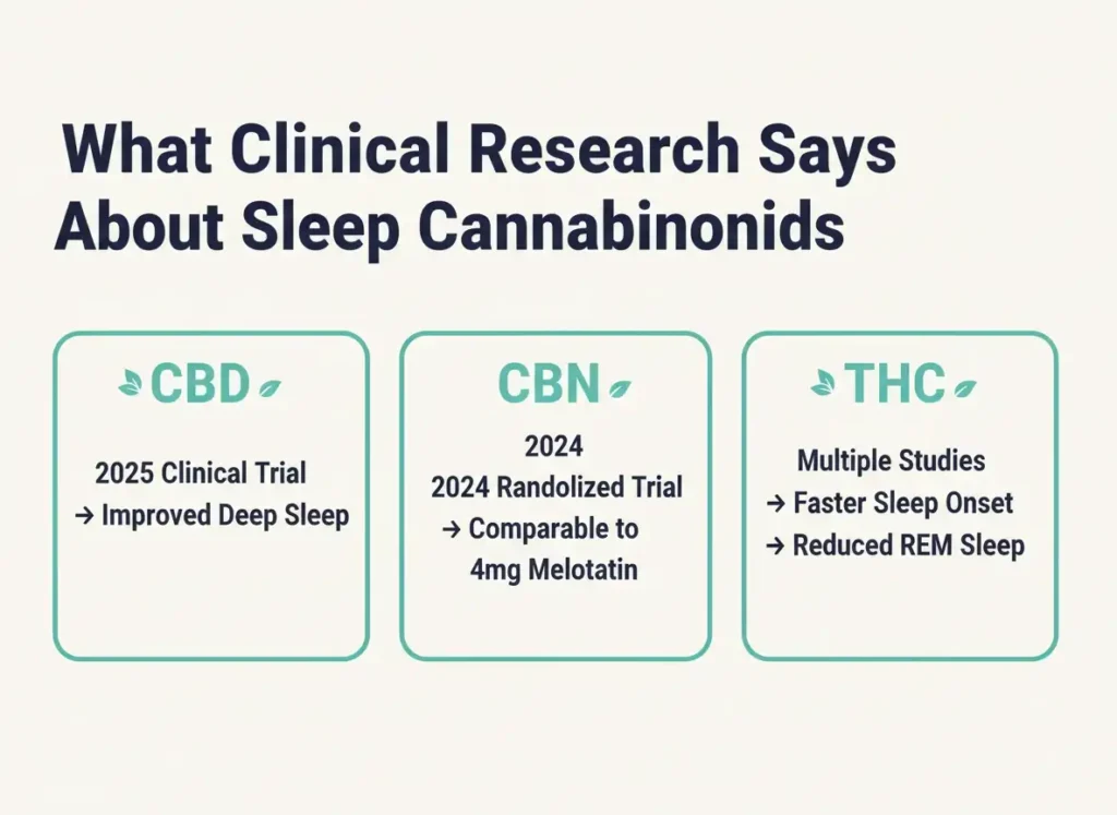 clinical research on CBD CBN and THC for sleep infographic
