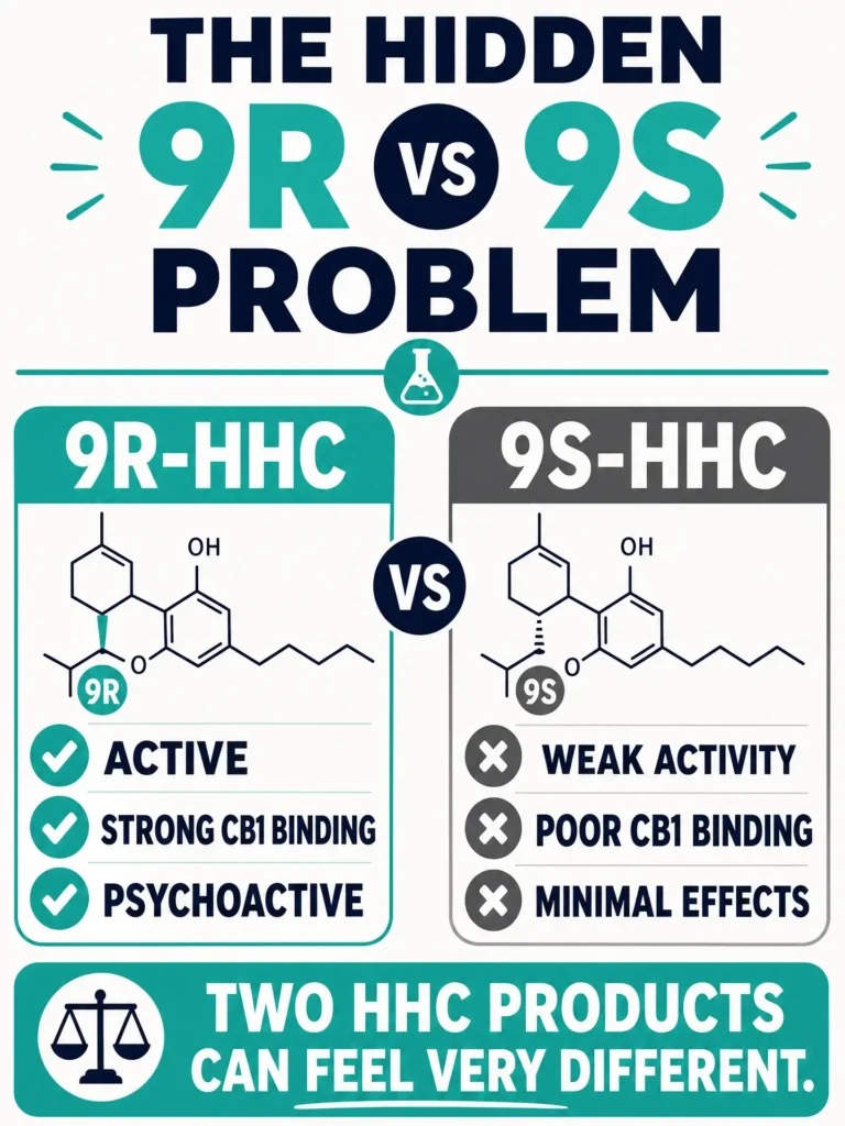 HHC 9R vs 9S epimer infographic