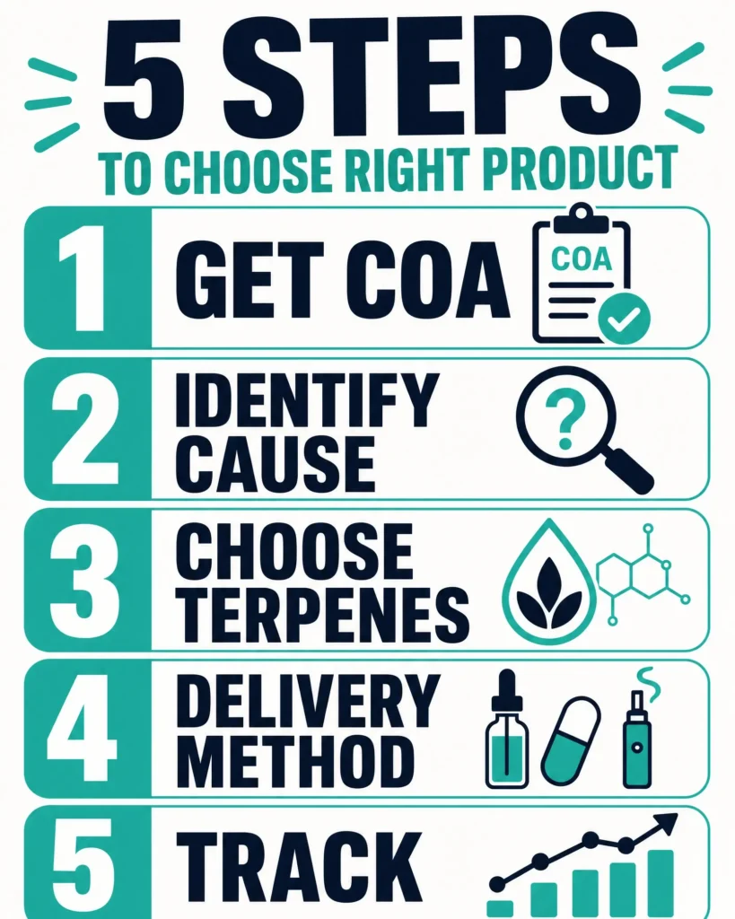 how to choose the best cannabis product for nausea infographic