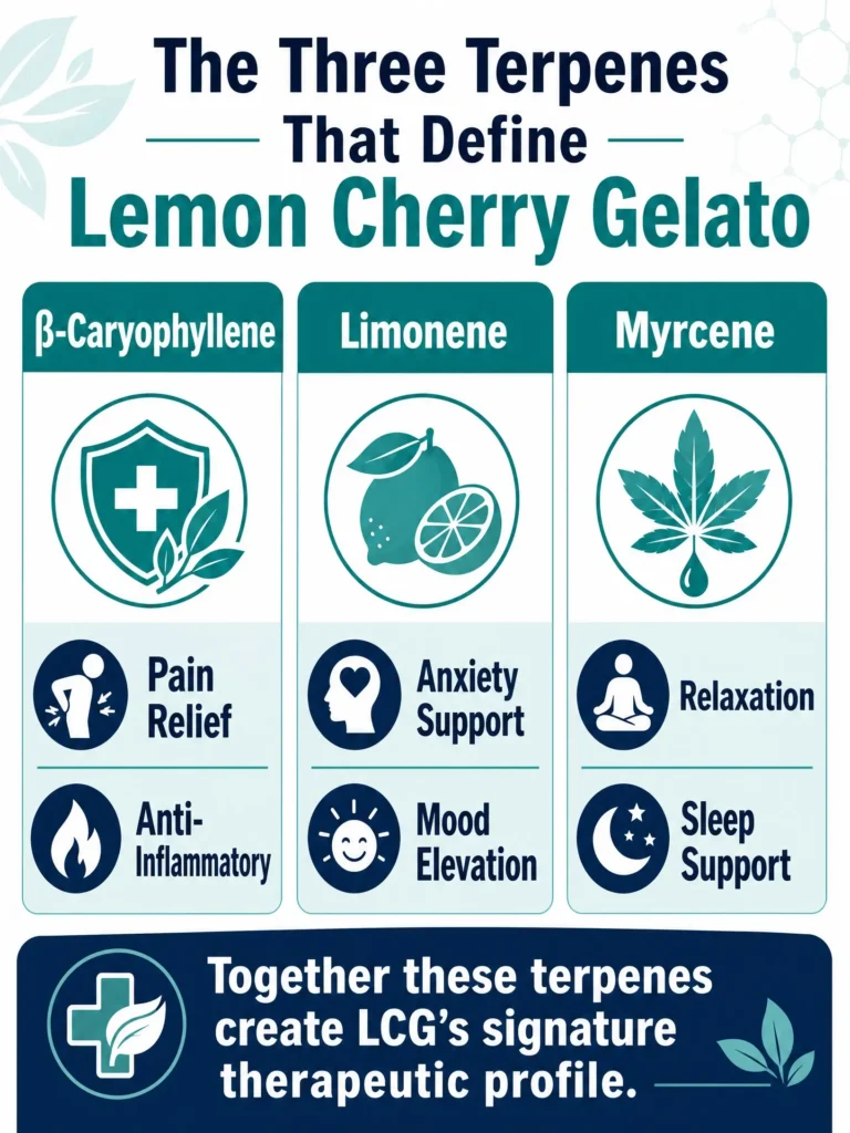 Lemon Cherry Gelato terpene profile infographic