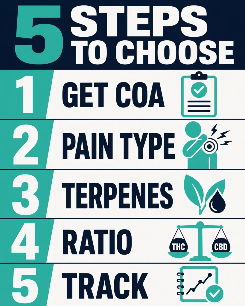 how to choose the best cannabis product for pain infographic