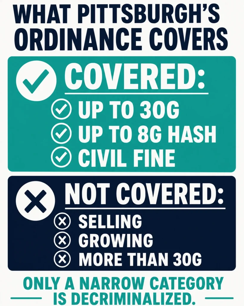 what Pittsburgh marijuana decriminalization covers infographic