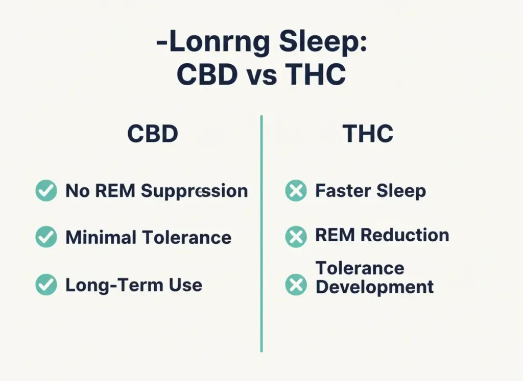 long term CBD vs THC for sleep infographic