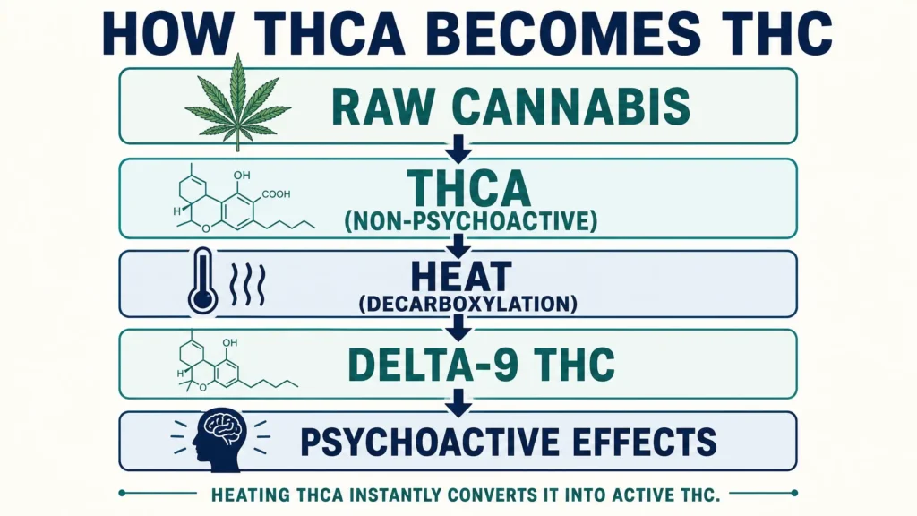 how THCA becomes THC infographic