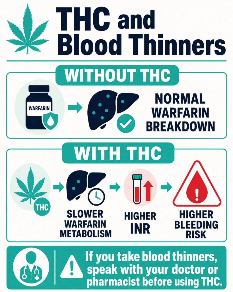 THC and blood thinner interaction infographic