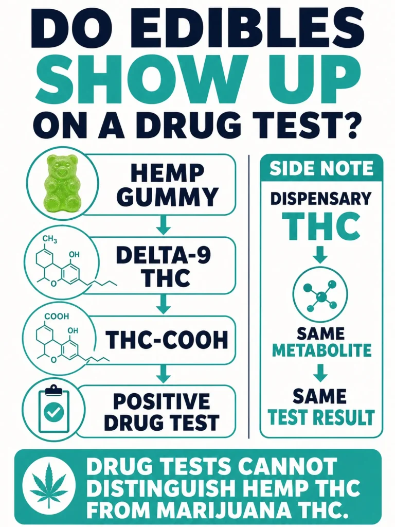 do cannabis edibles show up on a drug test infographic