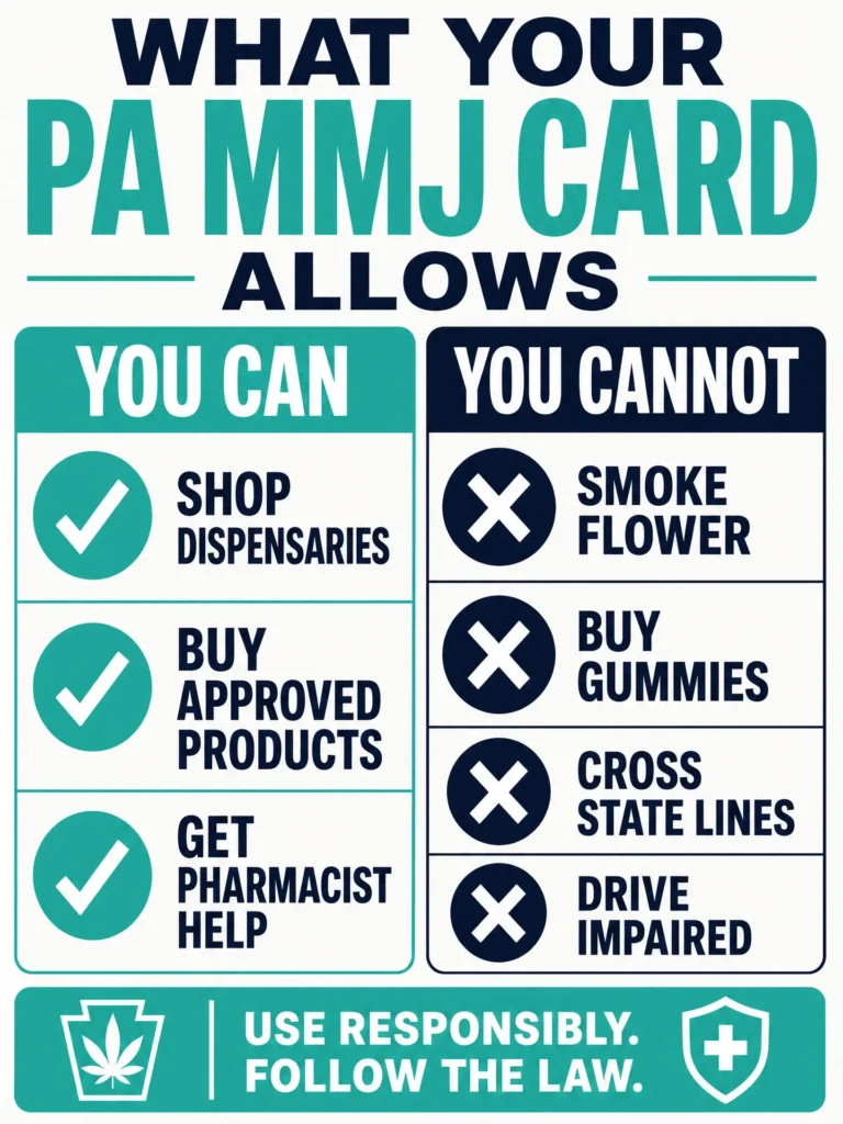 what you can and cannot do with a PA MMJ card infographic