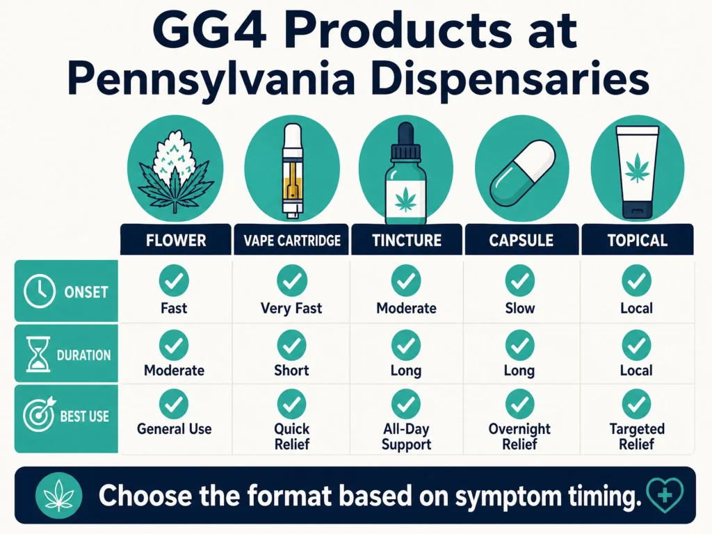 GG4 products at Pennsylvania dispensaries infographic